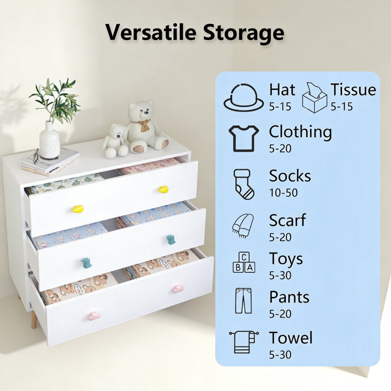 Modern Kids Chest of Drawers with Multicolor Pastel Finish and Fun Handles