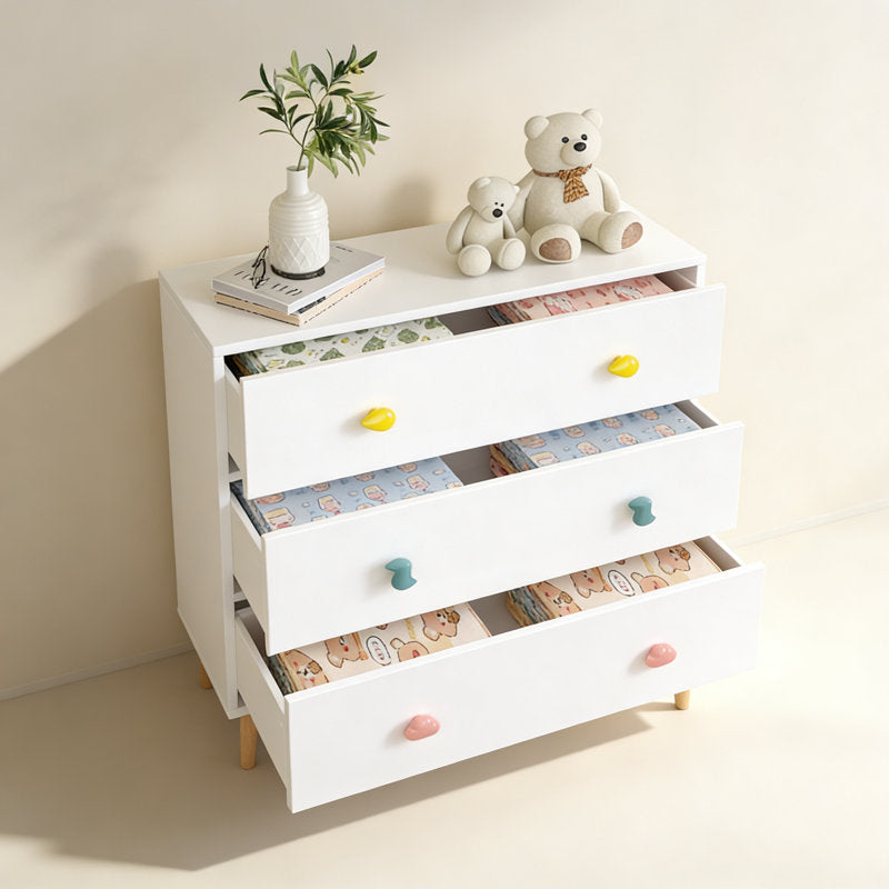 Modern Kids Chest of Drawers with Multicolor Pastel Finish and Fun Handles