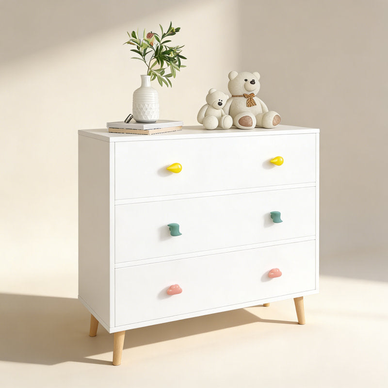 Modern Kids Chest of Drawers with Multicolor Pastel Finish and Fun Handles