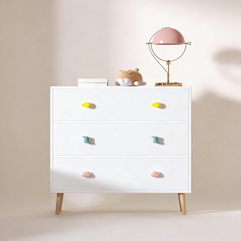 Modern Kids Chest of Drawers with Multicolor Pastel Finish and Fun Handles