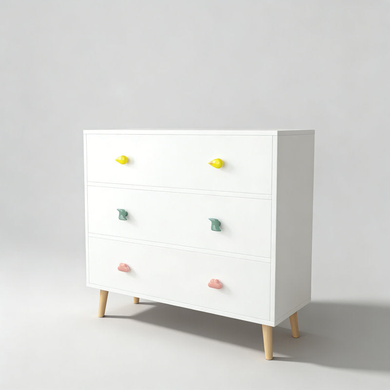 Modern Kids Chest of Drawers with Multicolor Pastel Finish and Fun Handles