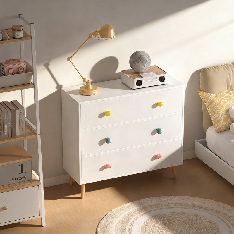 Modern Kids Chest of Drawers with Multicolor Pastel Finish and Fun Handles