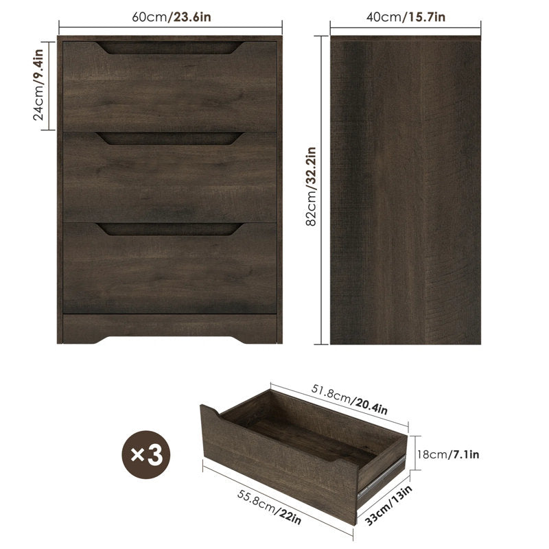 Contemporary Bedroom Storage Chest with 3 Spacious Drawers and Minimalist Style (Copy)