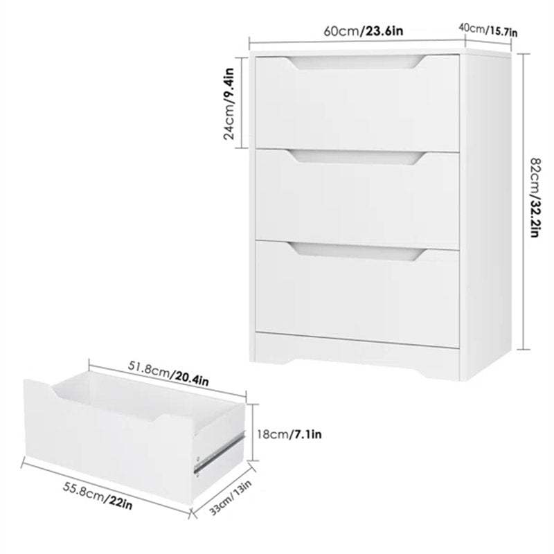 Contemporary Bedroom Storage Chest with 3 Spacious Drawers and Minimalist Style (Copy)