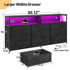Contemporary Entertainment Center with LED Lighting, 6 Storage Drawers, and Media Shelves