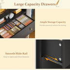 LED Drawer Dresser with Open Display Shelf and Gold Hardware, Stylish Storage Solution