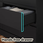Wide Bedroom Dresser with LED Accent Shelf, Minimalist Storage Cabinet