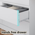 Wide Bedroom Dresser with LED Accent Shelf, Minimalist Storage Cabinet