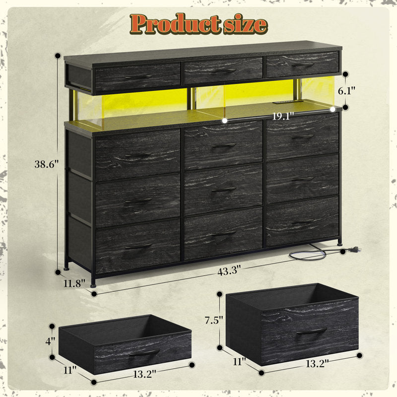 Modern Chest of Drawers with Display Shelf and Built-In LED Lighting