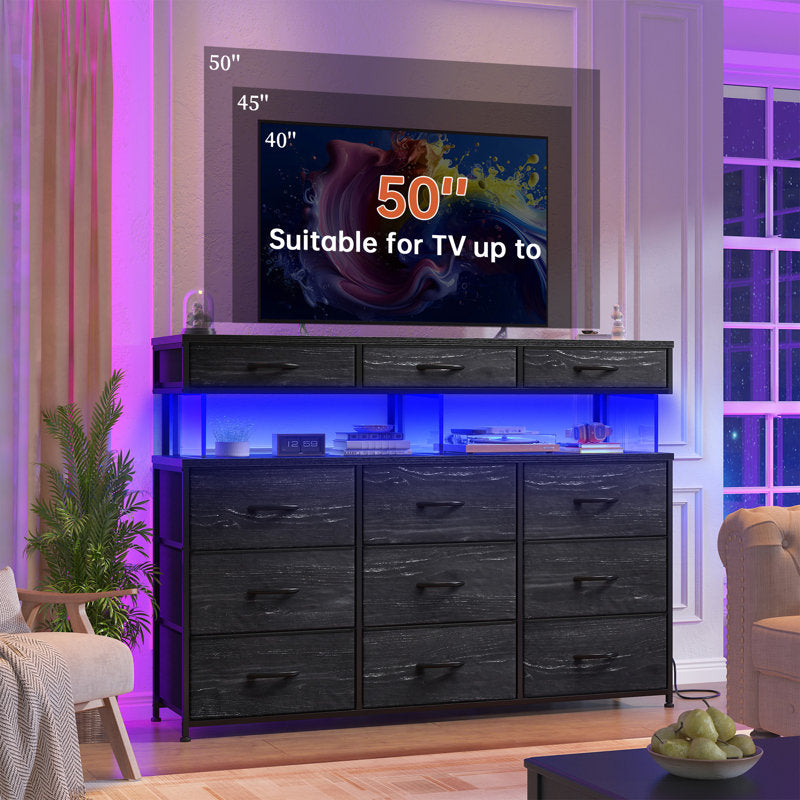Modern Chest of Drawers with Display Shelf and Built-In LED Lighting