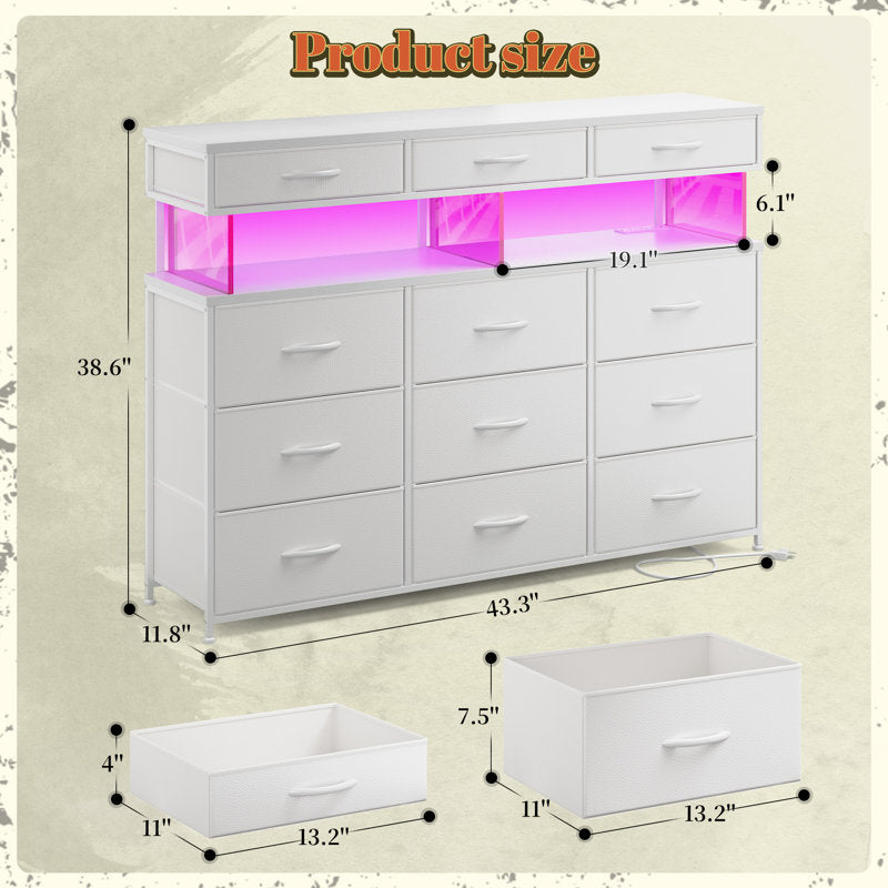 Modern Chest of Drawers with Display Shelf and Built-In LED Lighting