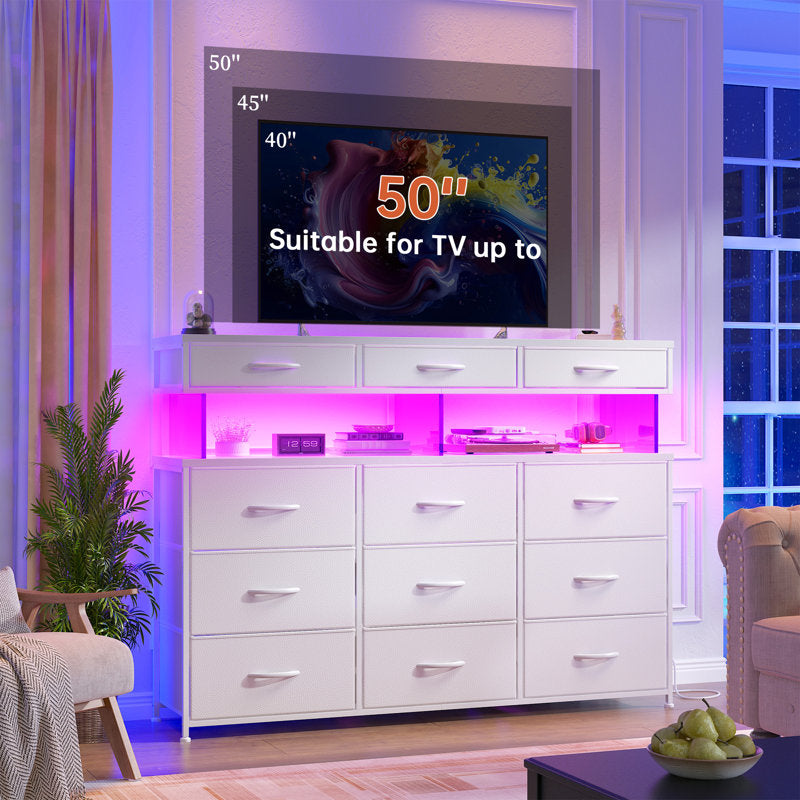 Modern Chest of Drawers with Display Shelf and Built-In LED Lighting