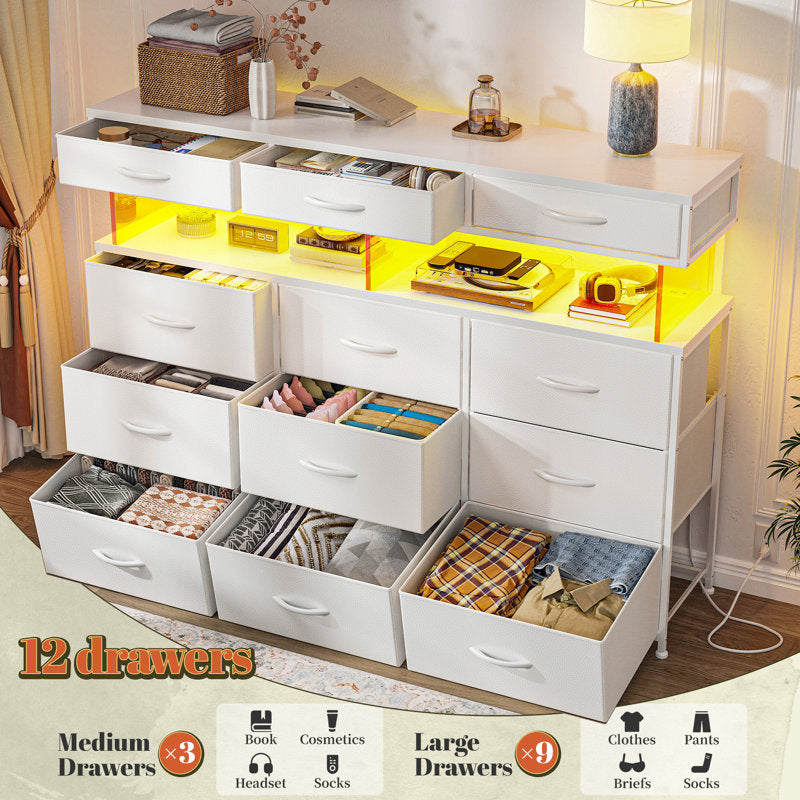 Modern Chest of Drawers with Display Shelf and Built-In LED Lighting