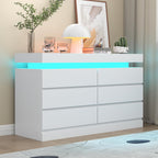 Contemporary  Double Dresser with LED Accent Lighting and Spacious Storage Drawers