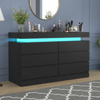 Contemporary  Double Dresser with LED Accent Lighting and Spacious Storage Drawers