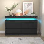 Contemporary  Double Dresser with LED Accent Lighting and Spacious Storage Drawers