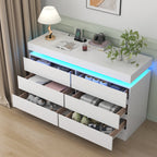 Contemporary  Double Dresser with LED Accent Lighting and Spacious Storage Drawers