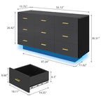 Luxury High Gloss Dresser with LED Underlight and Spacious Storage Drawers