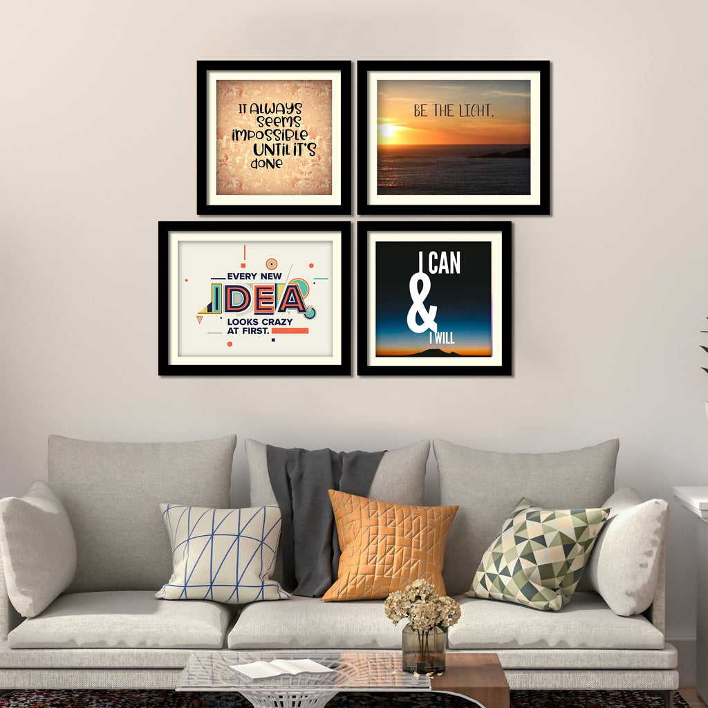 Be The Light Motivational Quotes Wall Hanging Frame Set of Four