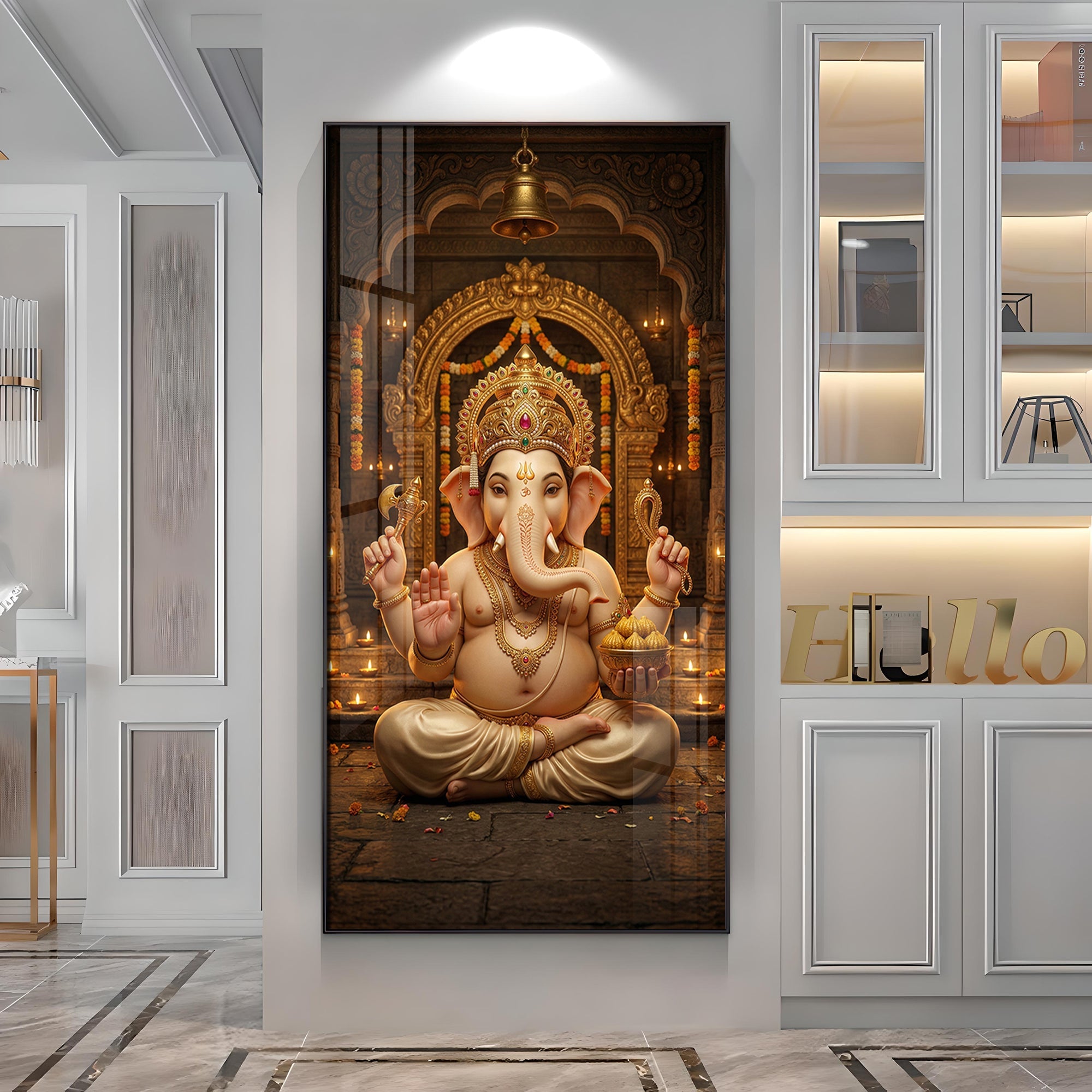 Lord Shree Ganesh Ji Premium Acrylic Vertical Wall Art