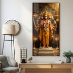 Divine Embrace of Hanuman Premium Acrylic Vertical Wall Art