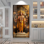 Divine Embrace of Hanuman Premium Acrylic Vertical Wall Art