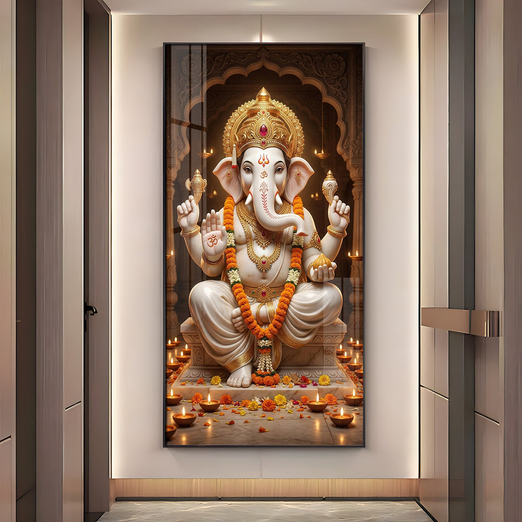 Ganesh Ji Eternal Wisdom Premium Acrylic Vertical Wall Art