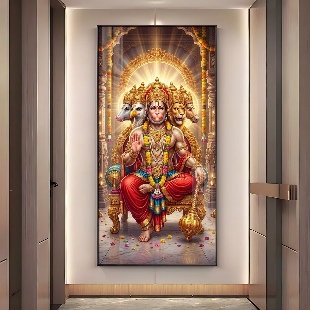 Divine Panchmukhi Hanuman Ji Essence Premium Acrylic Vertical Wall Art