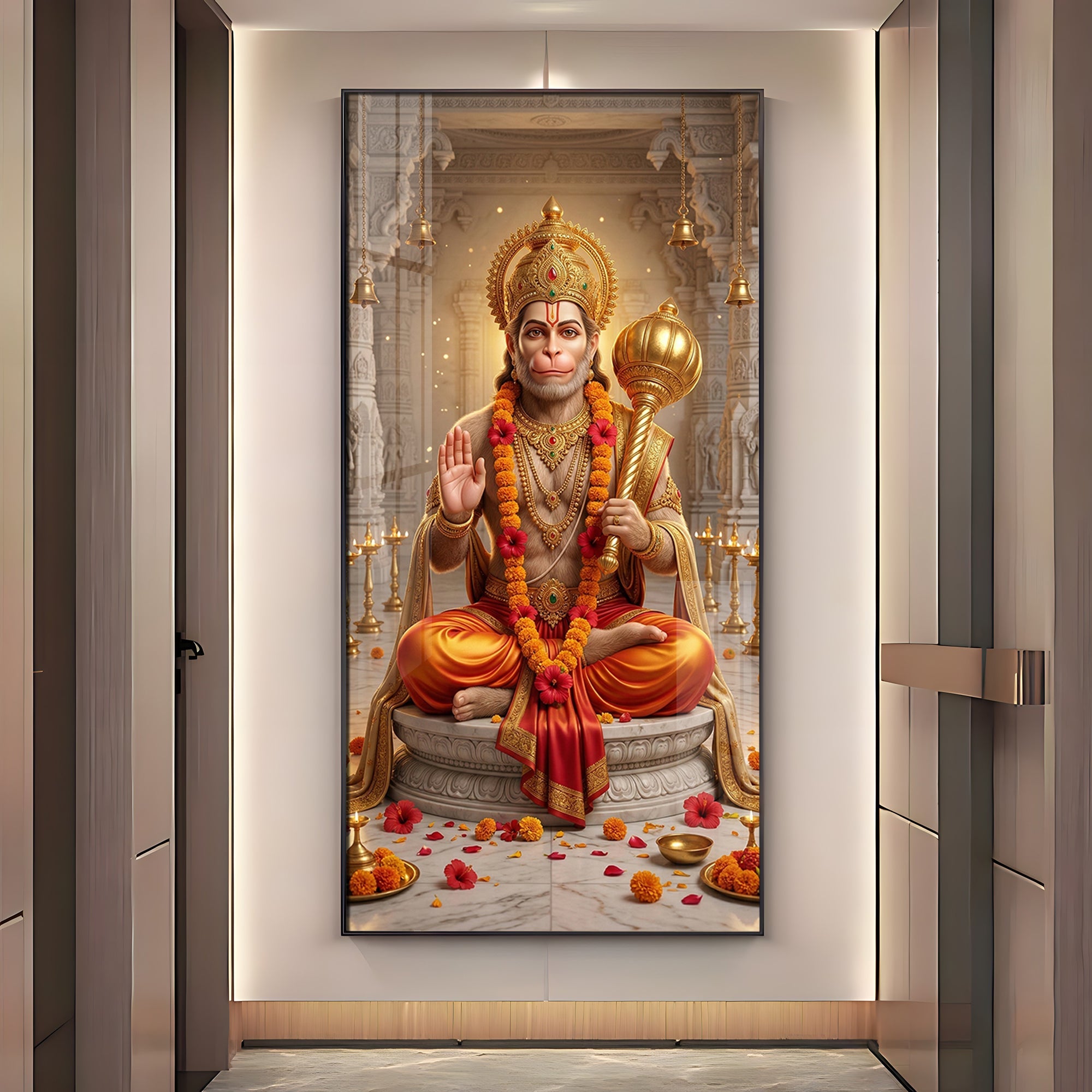 Divine Blessings Of Hanuman Ji Premium Acrylic Vertical Wall Art