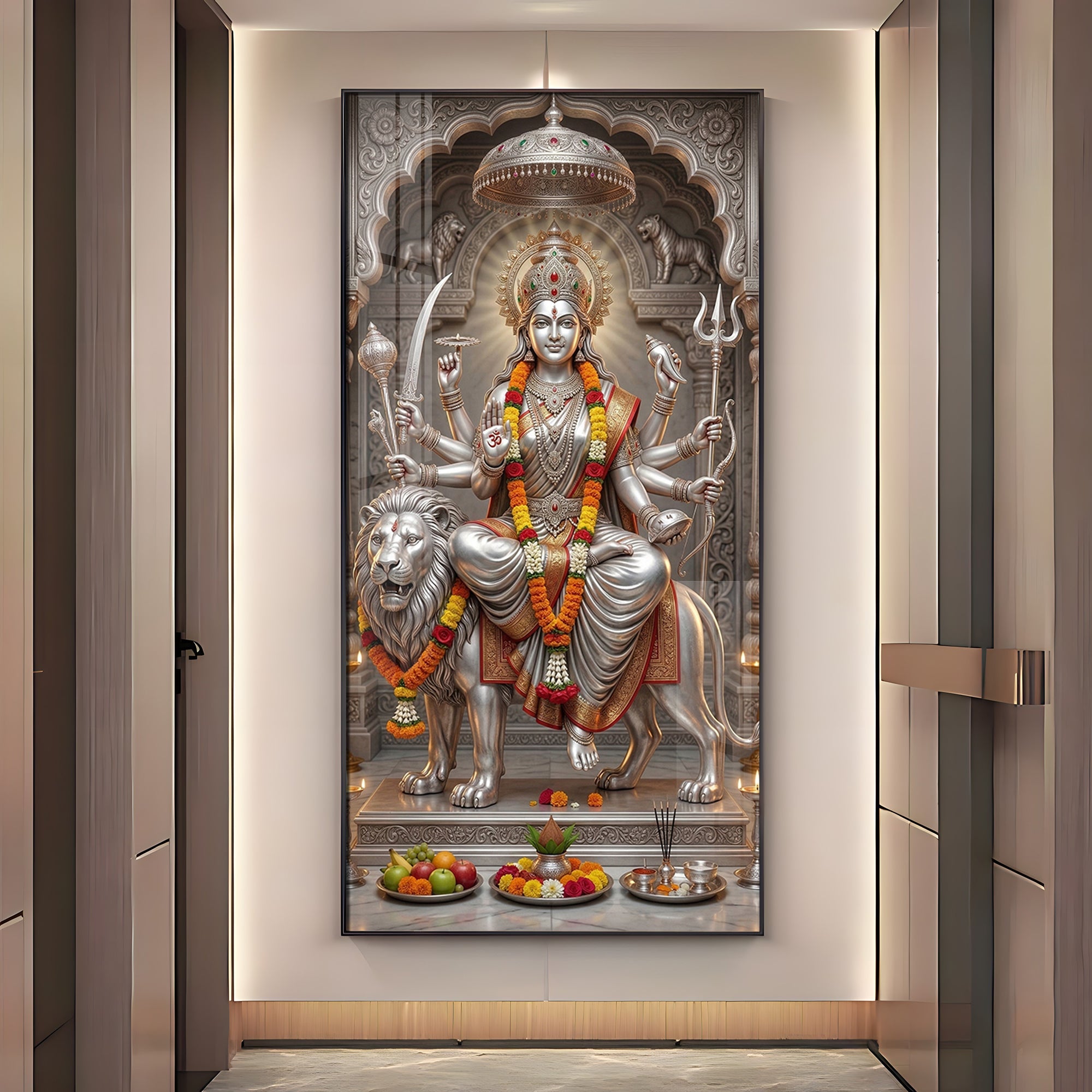 Divine Goddess Maa Durga Premium Acrylic Vertical Wall Art