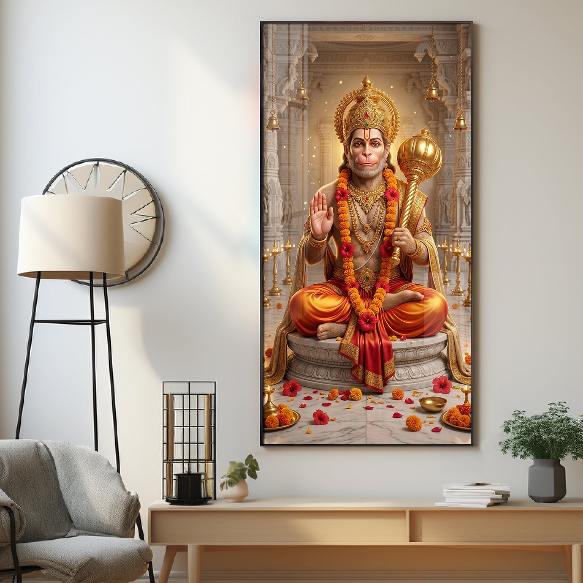 Divine Blessings Of Hanuman Ji Premium Acrylic Vertical Wall Art