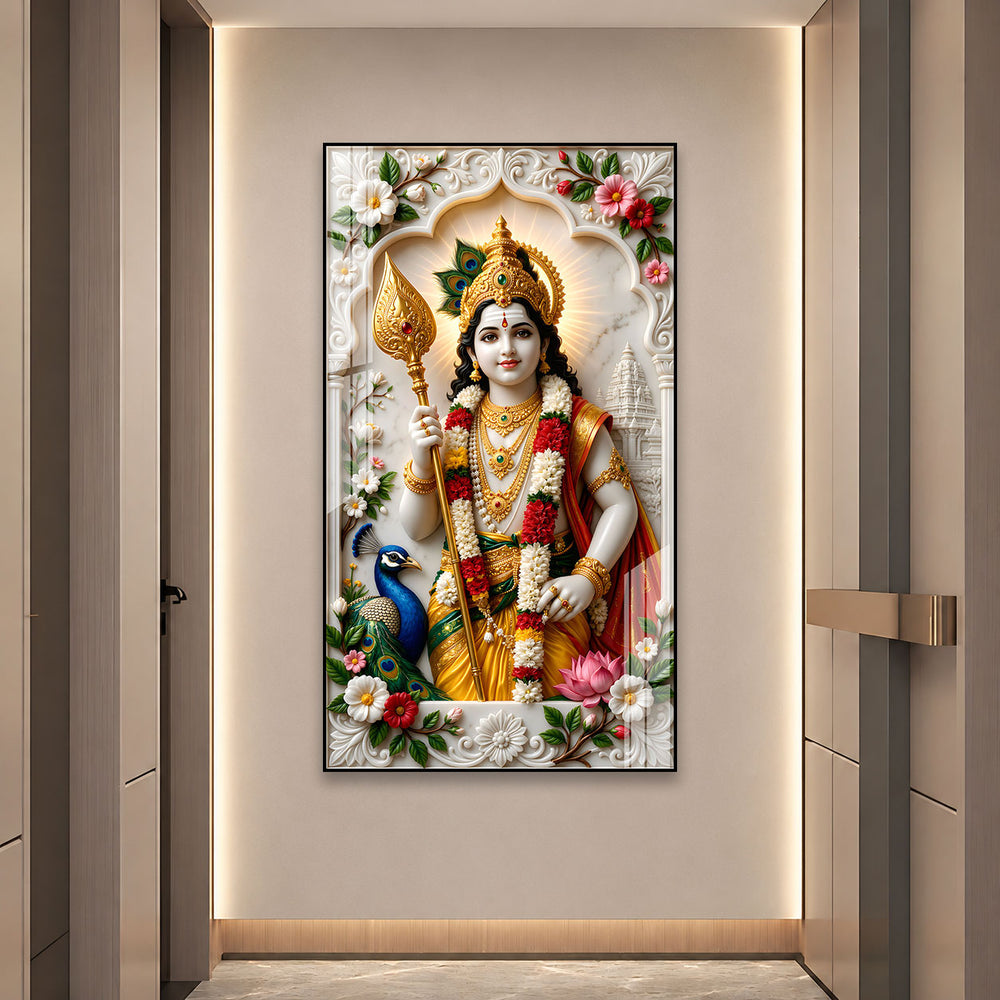 Lord Murugan Acrylic Wall Painting for Temple and Living Room