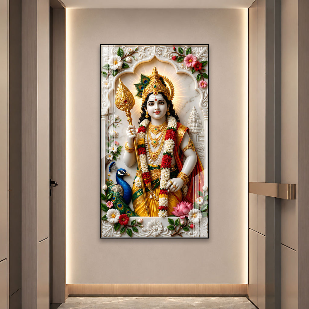 Lord Murugan Acrylic Wall Painting for Temple and Living Room