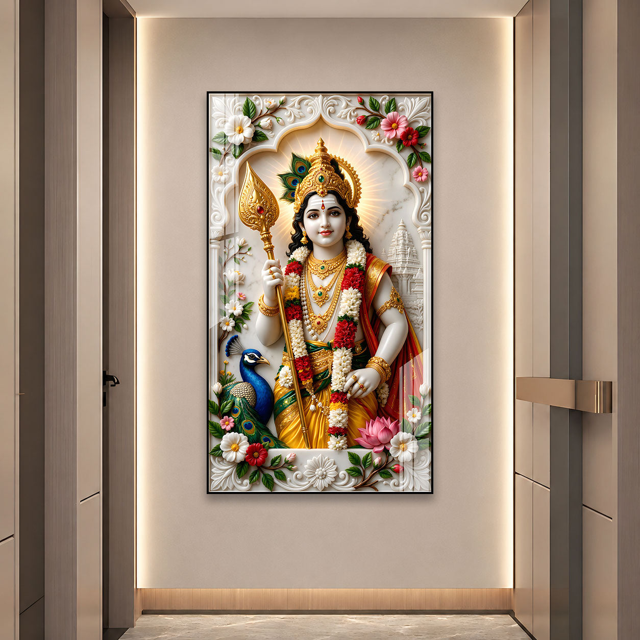 Lord Murugan Acrylic Wall Painting for Temple and Living Room