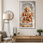 Panchmukhi Hanuman Acrylic Glass Painting for Wall Decoration