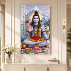 Lord Shiva Acrylic Glass Wall Painting for Modern Home Decor
