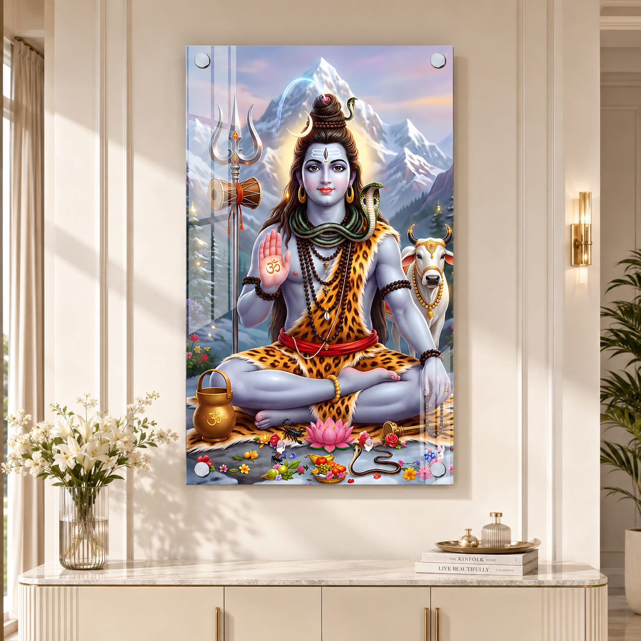 Lord Shiva Acrylic Glass Wall Painting for Modern Home Decor