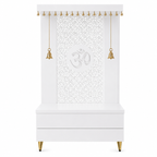 Elegant Wooden Temple with Om Cutwork and Dual Storage Drawers
