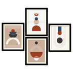 Circles & Semi Circles Shapes Premium Wall Frame Set of Four