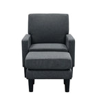 Grey Color Standard Velvet Accent Chair with Ottoman