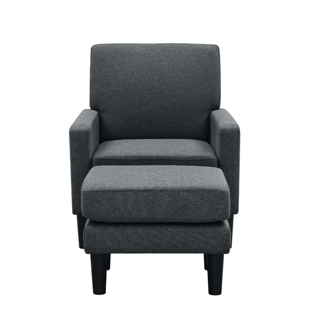 Grey Color Standard Velvet Accent Chair with Ottoman