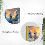 Seven Running Horses at Sunrise Premium Canvas Wall Painting