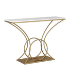 Artistic Marble Console Table with Gold Circular and Curved Frame