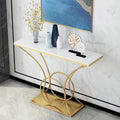 Artistic Marble Console Table with Gold Circular and Curved Frame