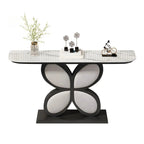 Luxury Console Table Featuring Black Floral Flower Design & Marble Top