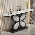 Luxury Console Table Featuring Black Floral Flower Design & Marble Top