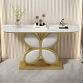 Luxury Console Table Featuring Gold Floral Flower Design & Marble Top