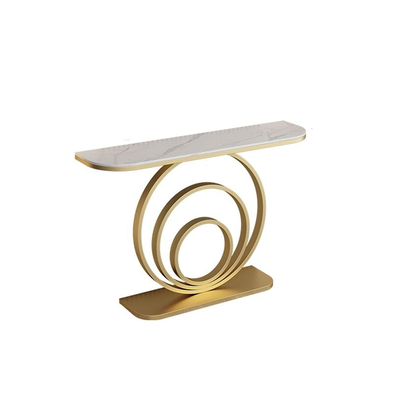 Luxury Gold Accent Console Table with Artistic Circular Design