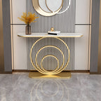 Luxury Gold Accent Console Table with Artistic Circular Design