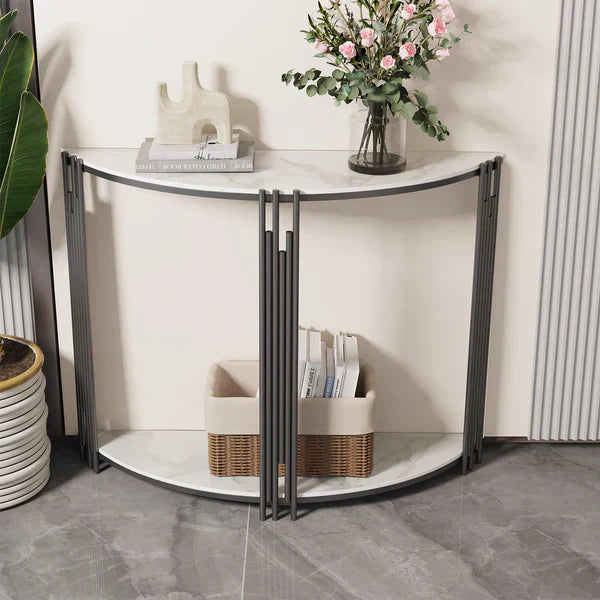 Minimalist Arc Console Table with Dual Shelf Design